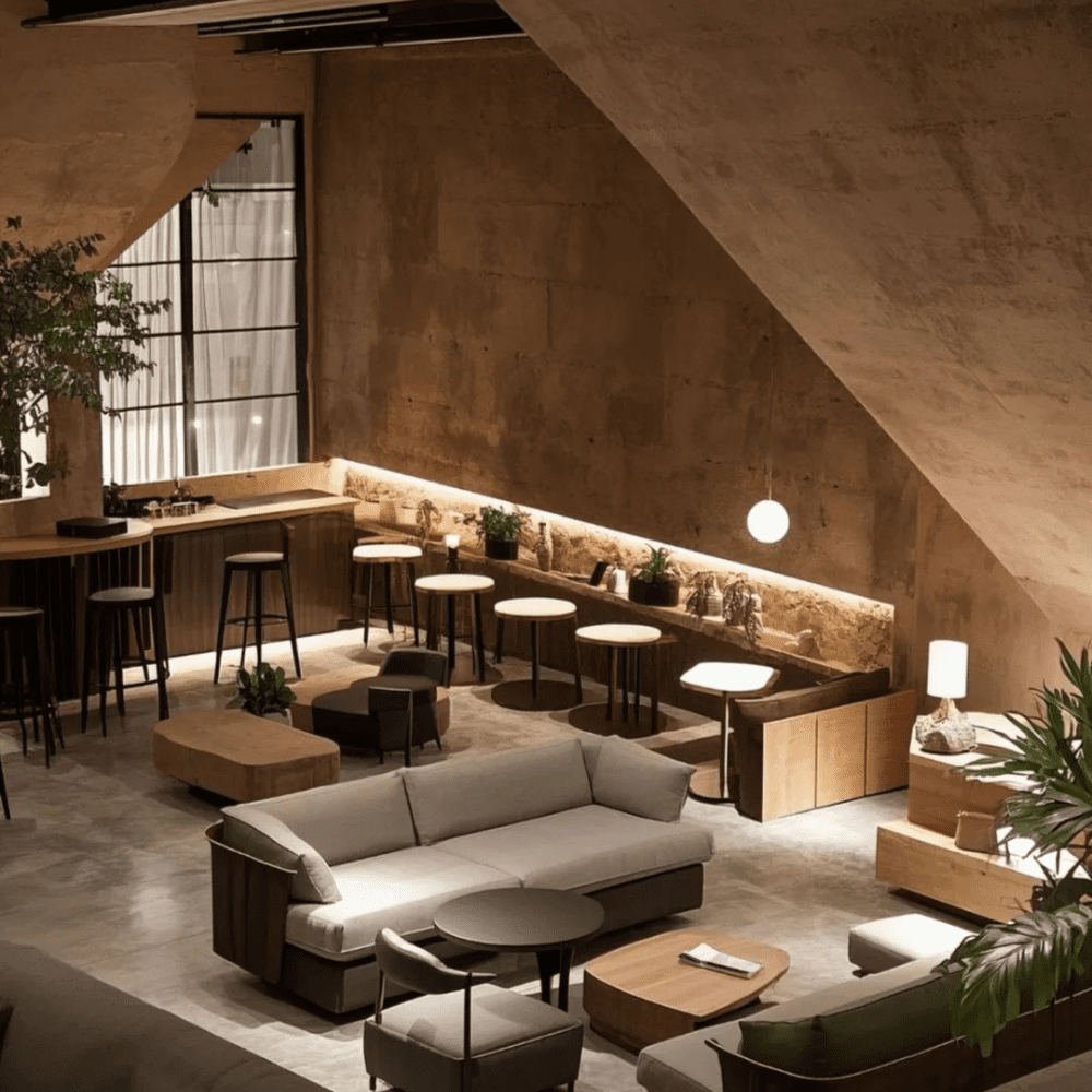 Application of Rammed Earth  Mineral Textures over commercial space